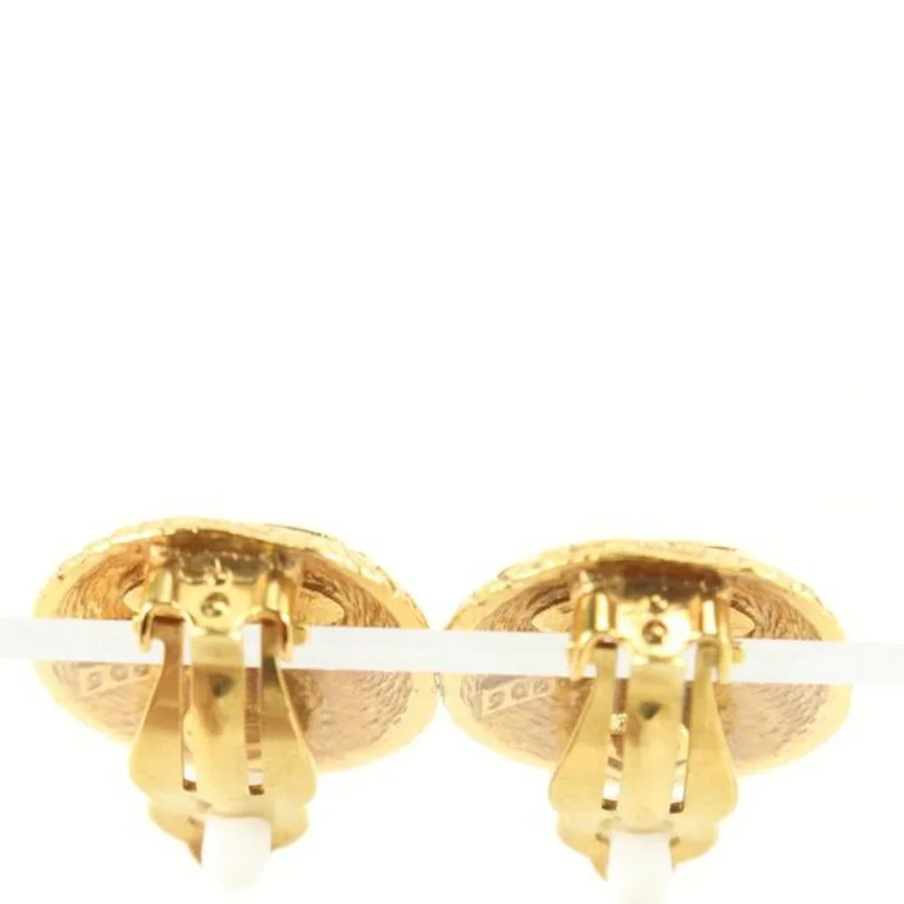 Chanel 24k Gold Plated Woven Quilted Raffia CC Logo Earrings 58cc825s